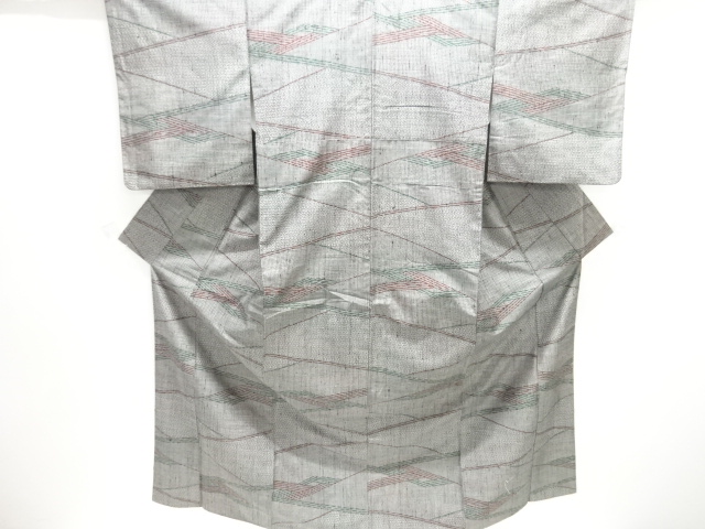 JAPANESE KIMONO / ANTIQUE KIMONO / SILK / TSUMUGI / WOVEN LINE DRAWING